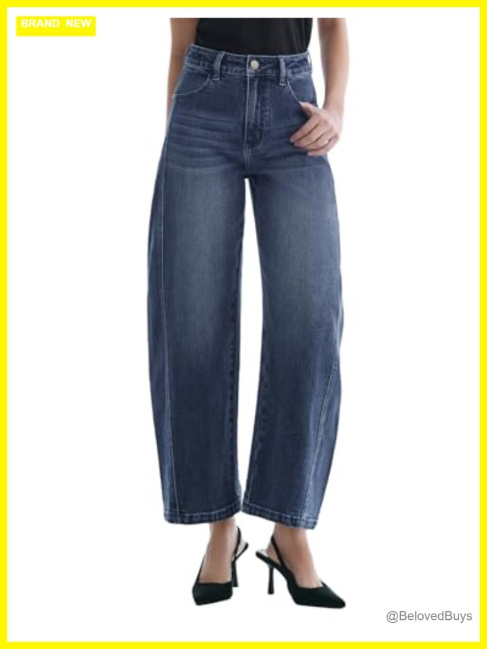 High Waisted Barrel Leg Wide Leg Stretchy Ankle Denim Pants